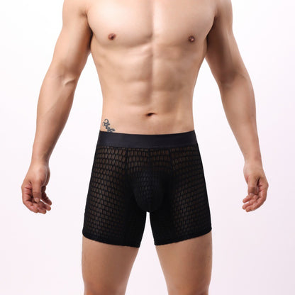 Men's Lace Mesh Stylish Comfortable Boxers Black - D&A