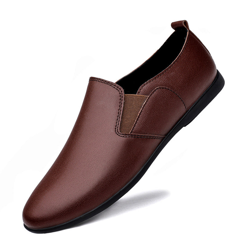 Male Leather Business Leisure Breathable Shoes Brown - D&A