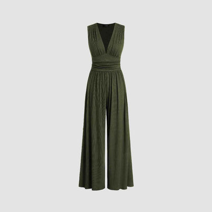Women's Solid Color Loose Sleeveless Knitted Jumpsuit
