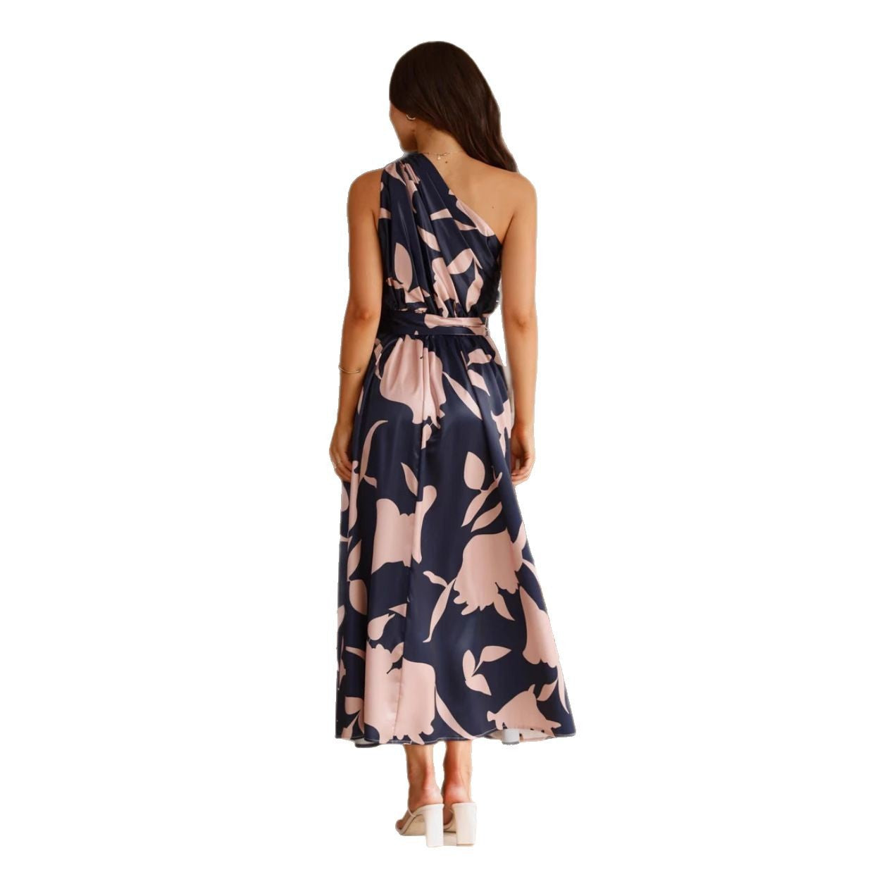 Women's Fashion Printed Shoulder Long Dress - D&A