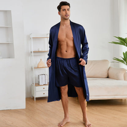 Men's Robes Shorts Suit Solid Color Homewear - D&A