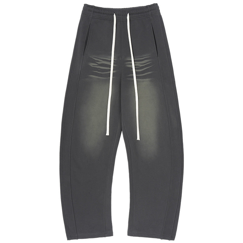 Men's Retro Distressed Machete Sweatpants Loose Casual Pants Gray - D&A