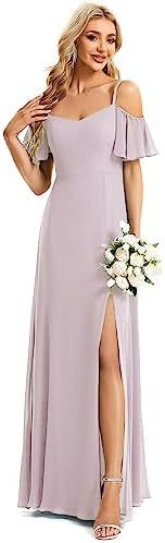 Women's Elegant And Fashionable Dress With Suspenders Light Purple - D&A
