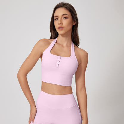 Halter Bra Quick-drying Thread Backless Bra Pink Peony - D&A