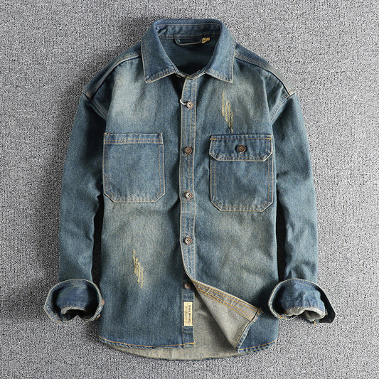 Washed Vintage Denim Shirt For Men - D&A