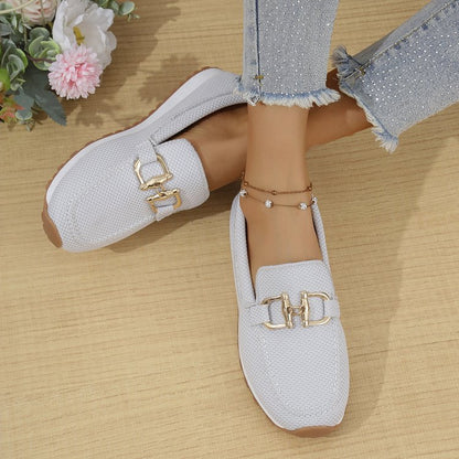 Women's All-match Casual Solid Color Flat Simple Sneaker White - D&A