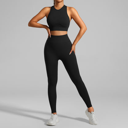 High-strength Running Tight Seamless Yoga Clothes Suit Black - D&A