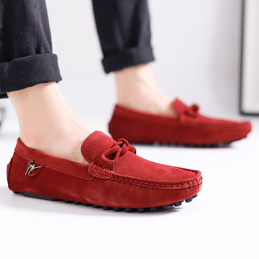 Low-top Slip-on Suede Leather Flat Bottom Oversized Shoes - D&A