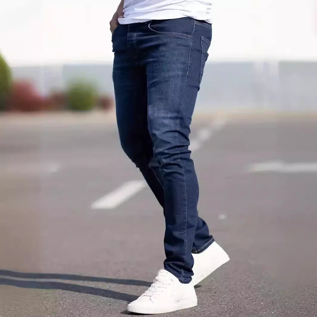 Men's European And American Fashionable Worn Slim Casual Jeans - D&A