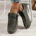 Plus Size Women's Shoes Flat Elastic Band Slip-on Casual Shoes Gray - D&A