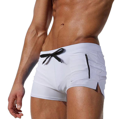 Men's Polyester High Waist Tight Lace-up Swimming Trunks - D&A