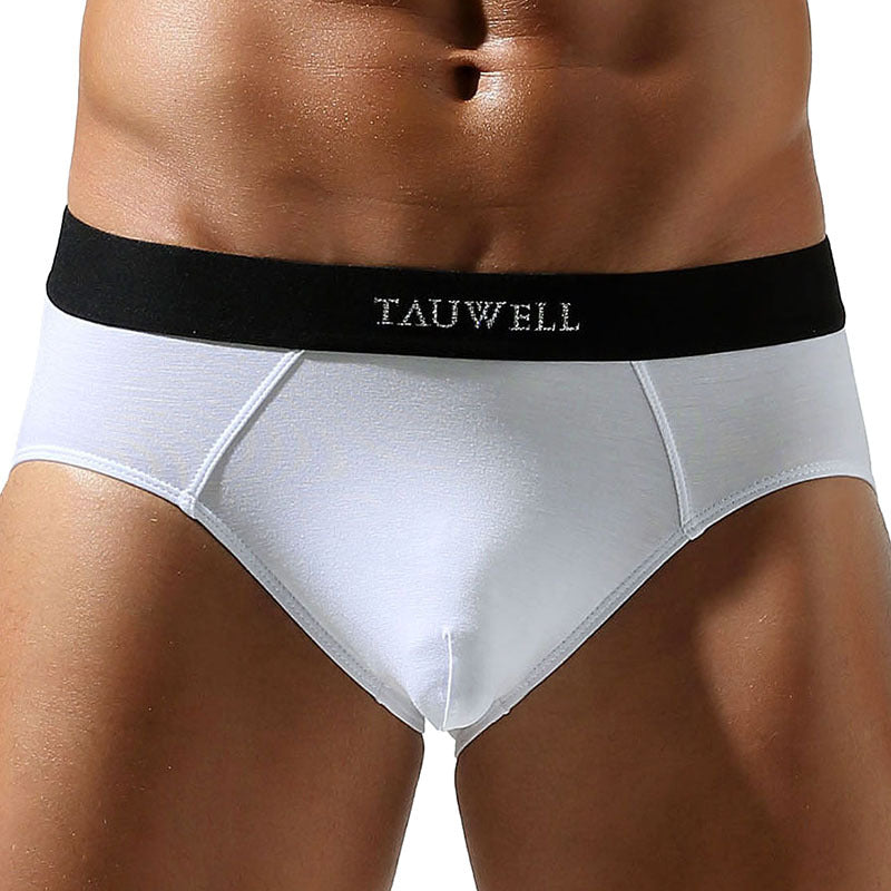 Men's Cotton Solid Color Sexy Low Waist Design Convex A Underwear White - D&A