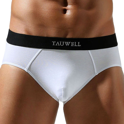 Men's Cotton Solid Color Sexy Low Waist Design Convex A Underwear White - D&A