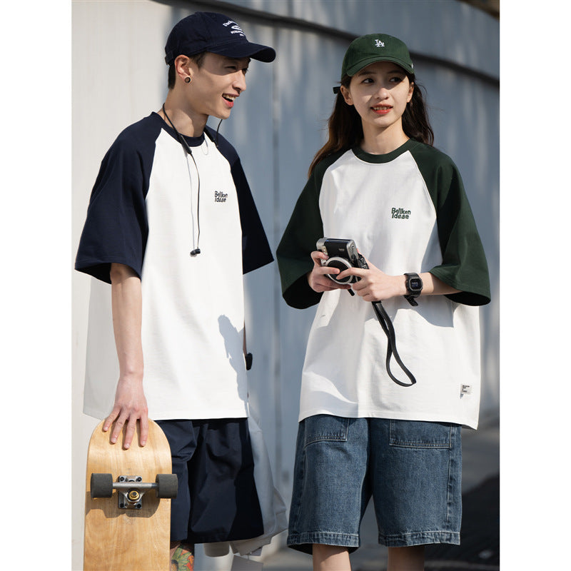 Casual Japanese Junior Raglan Sleeve T-shirt Bottoming Shirt For Men - D&A