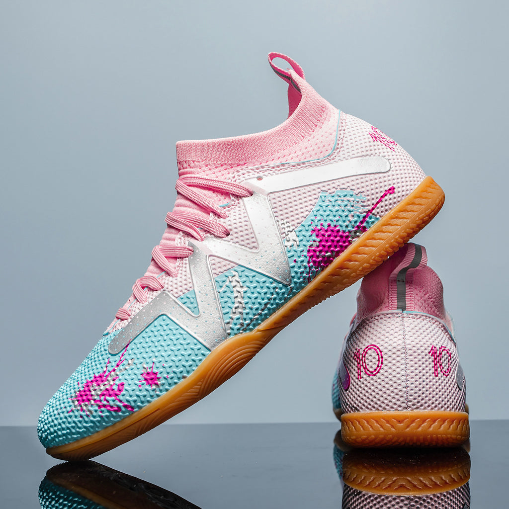 Football Flat Youth Men's Shoes Plus Size White Powder - D&A