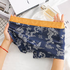 Dragon Pattern Domineering Men's Underwear Pure Cotton Comfortable Dark Blue - D&A