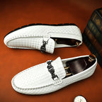 Spring And Summer White Lazy Doug Shoes Men's British Casual Leather Shoes - D&A