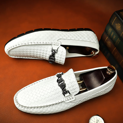 Spring And Summer White Lazy Doug Shoes Men's British Casual Leather Shoes - D&A