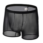 Men's Bag Breathable Mesh Boxers Pure Black - D&A