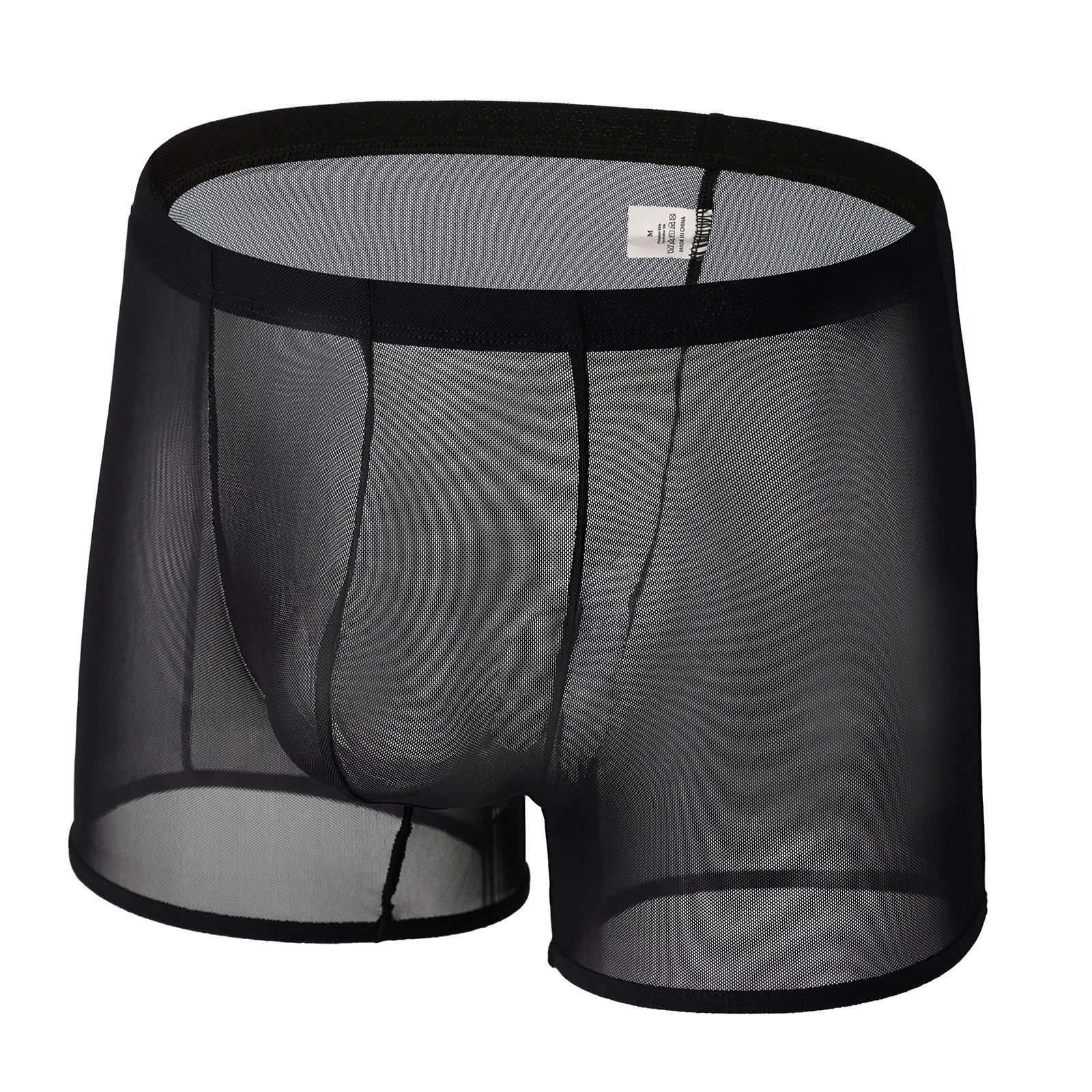 Men's Bag Breathable Mesh Boxers Pure Black - D&A