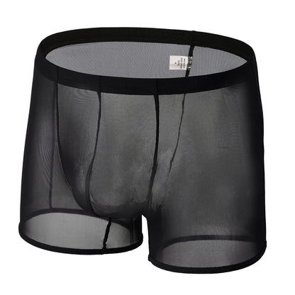 Men's Bag Breathable Mesh Boxers Pure Black - D&A