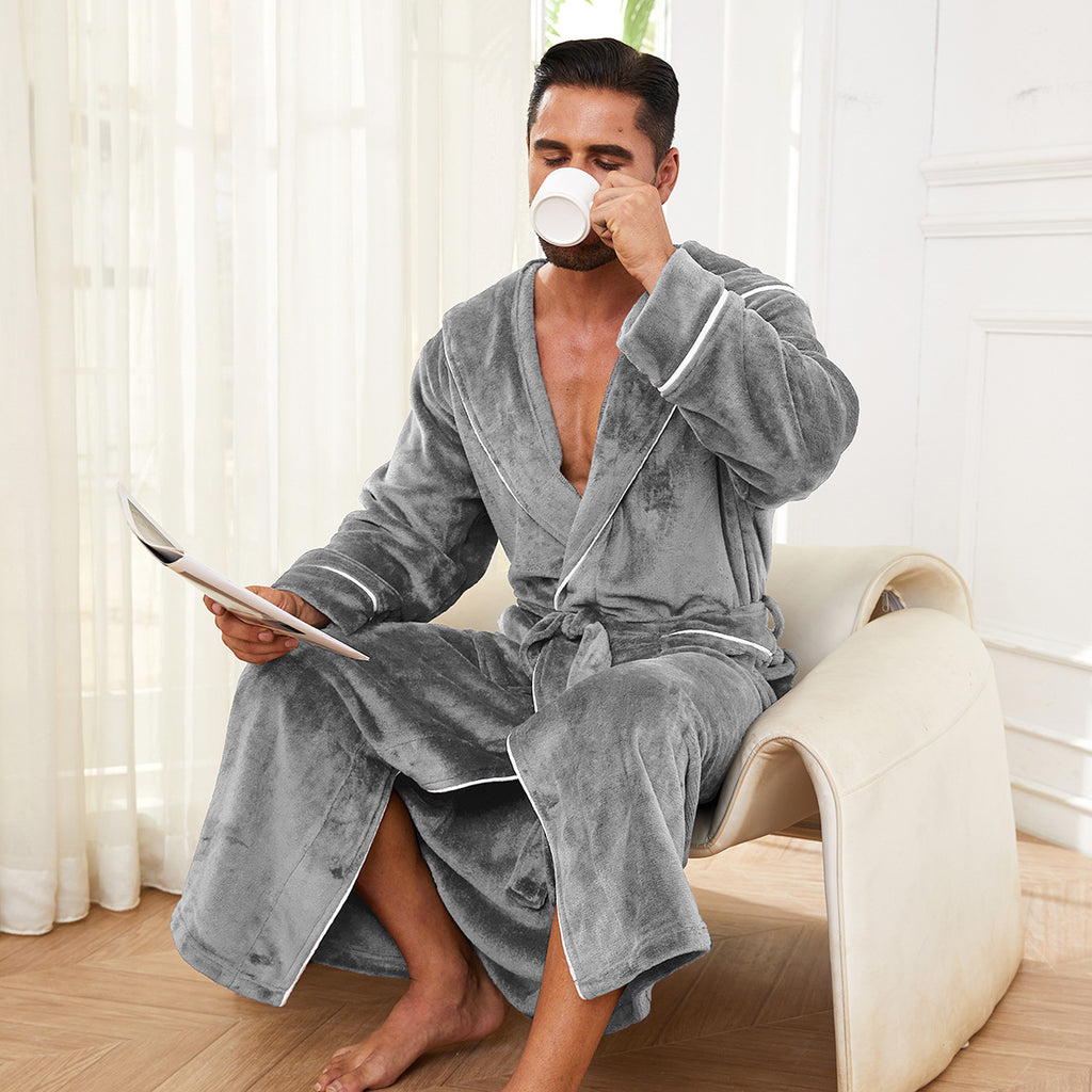 Fashion Men's Flannel Bathrobe Pajamas Women - D&A