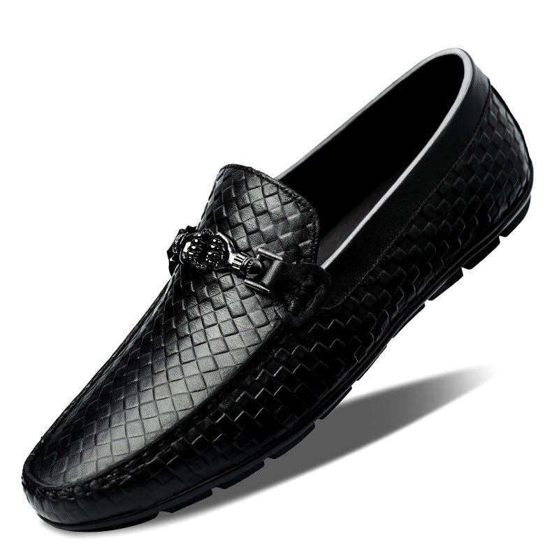 Spring And Summer White Lazy Doug Shoes Men's British Casual Leather Shoes - D&A