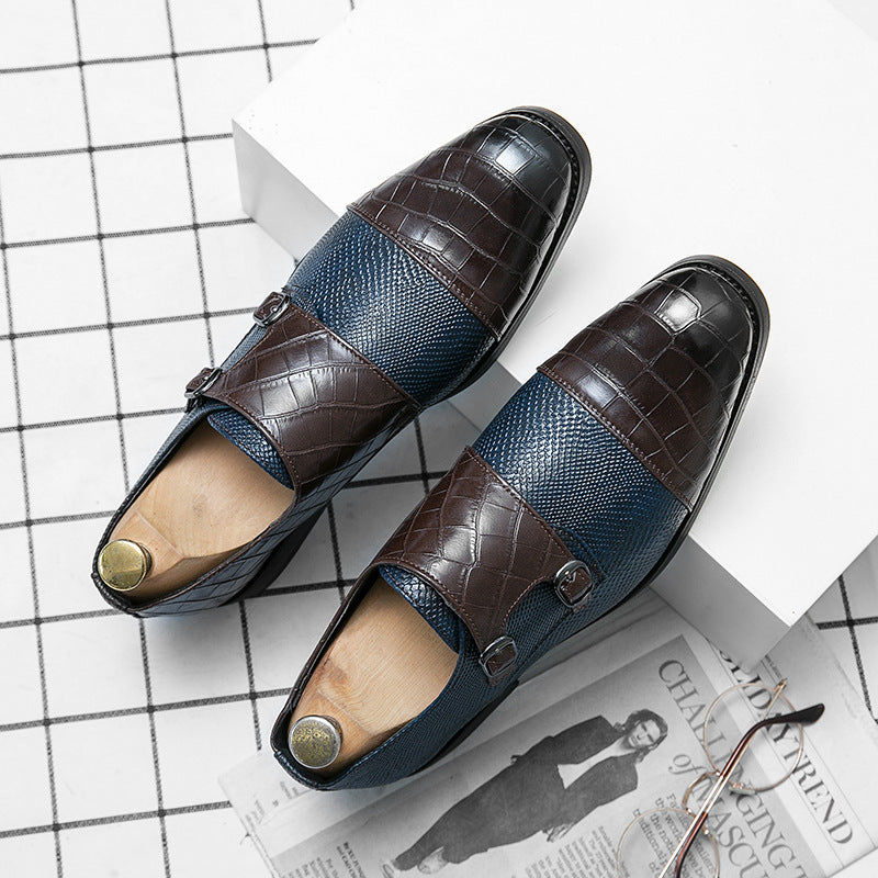 Double Buckle Plus Size Business Men's Casual Leather Shoes - D&A