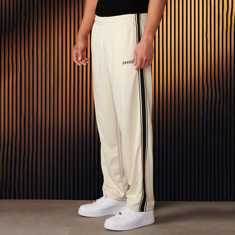 Men's Sports Pants Woven Casual Trousers Gym Sports Straight Pants White - D&A
