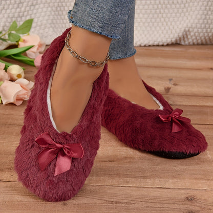 Women's Indoor Comfortable Breathable Warm Closed-toe Slippers Soft Burgundy - D&A