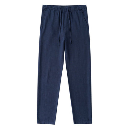 Casual Pants Straight Loose Men's Pants Cropped Pants Navy Blue - D&A