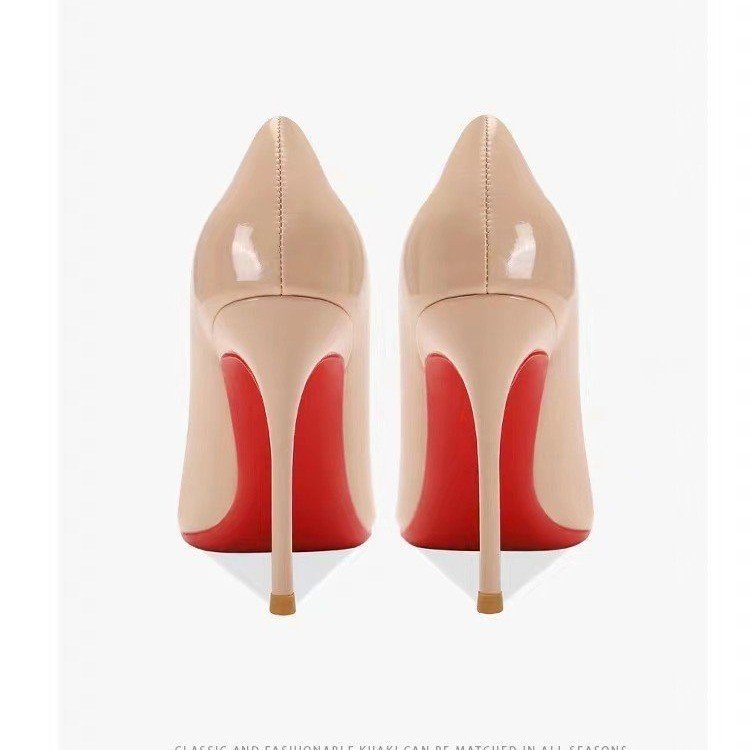 Women's Pointed Low-cut Patent Leather High Heels - D&A