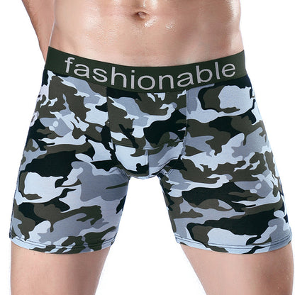 Men's Sports Lengthened Camouflage Printed Cotton Boxer Briefs CP06B - D&A
