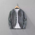 Men's Solid Color Ramie Stand Collar Retro Casual Coat Shirt - D&A