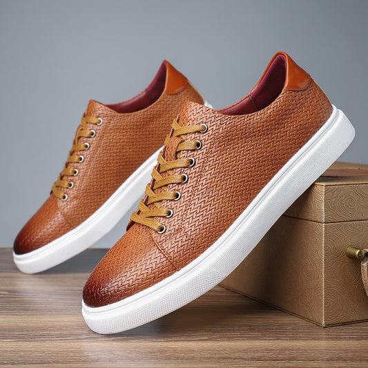 British Style Comfortable Breathable Men's Leather Shoes Low-top Flat Business - D&A
