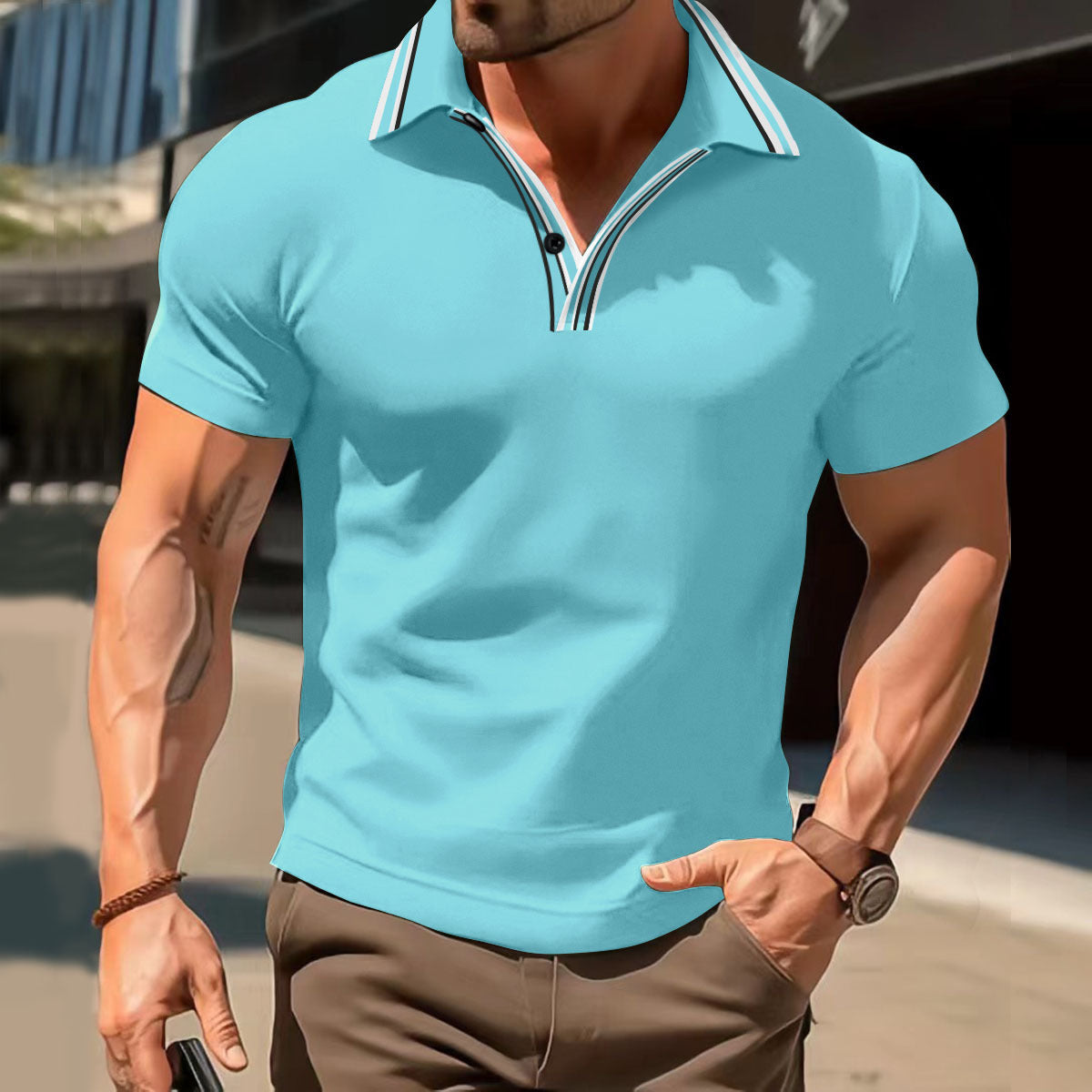 Men's Summer Loose Color Short-sleeved T-shirt MB13MB13PY240809Y129 - D&A