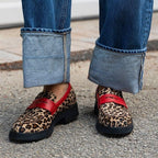 Fashion Comfortable Low Heel Leopard Shoes Women Leopard Pattern Red - D&A