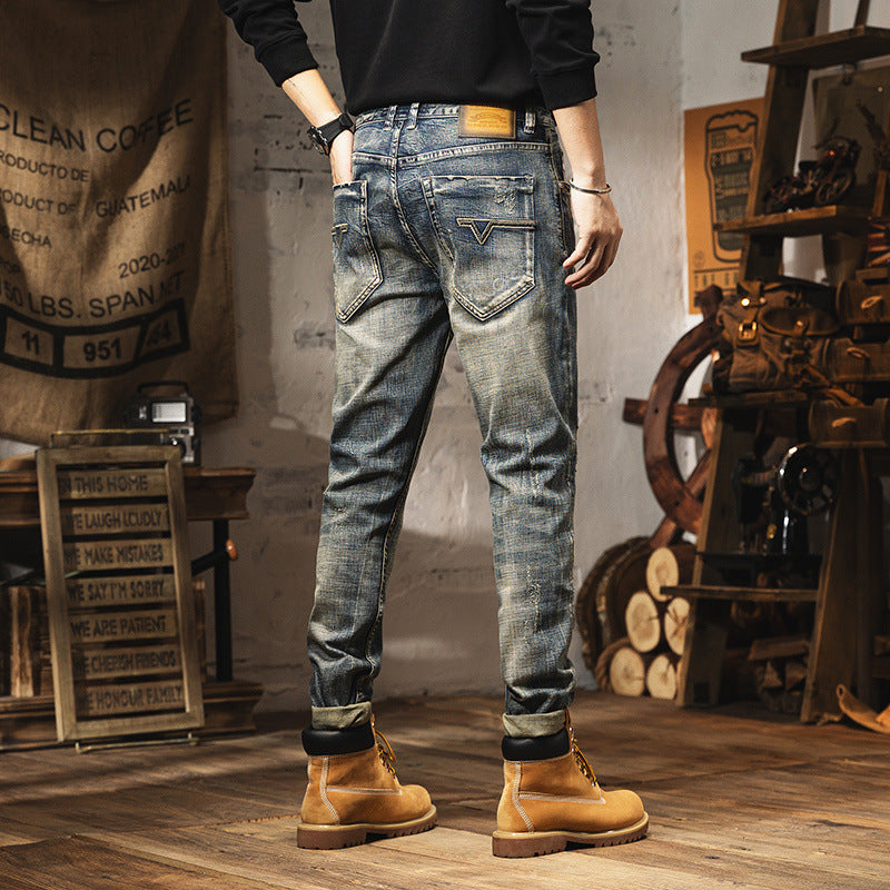 Retro Heavy Washed Jeans For Men - D&A