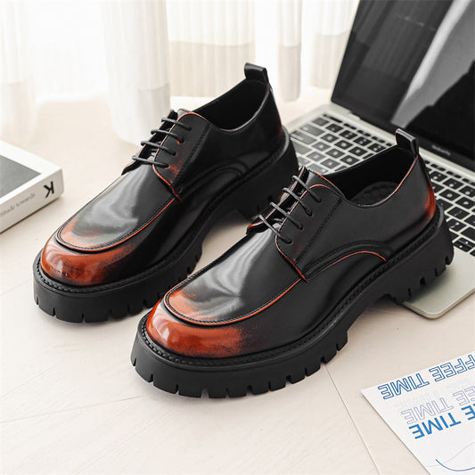 Platform Height Increasing Casual Leather Shoes - D&A