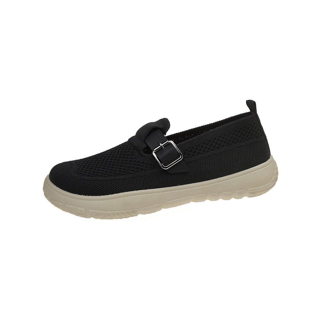 Breathable And Comfortable Sneaker Slip-on Soft Bottom Walking Black - D&A