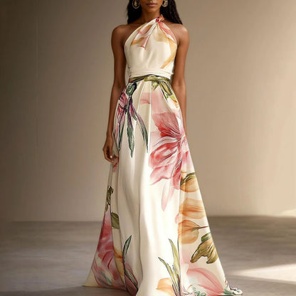 Printed Elegant Catwalk Party Holiday Long Dress - D&A