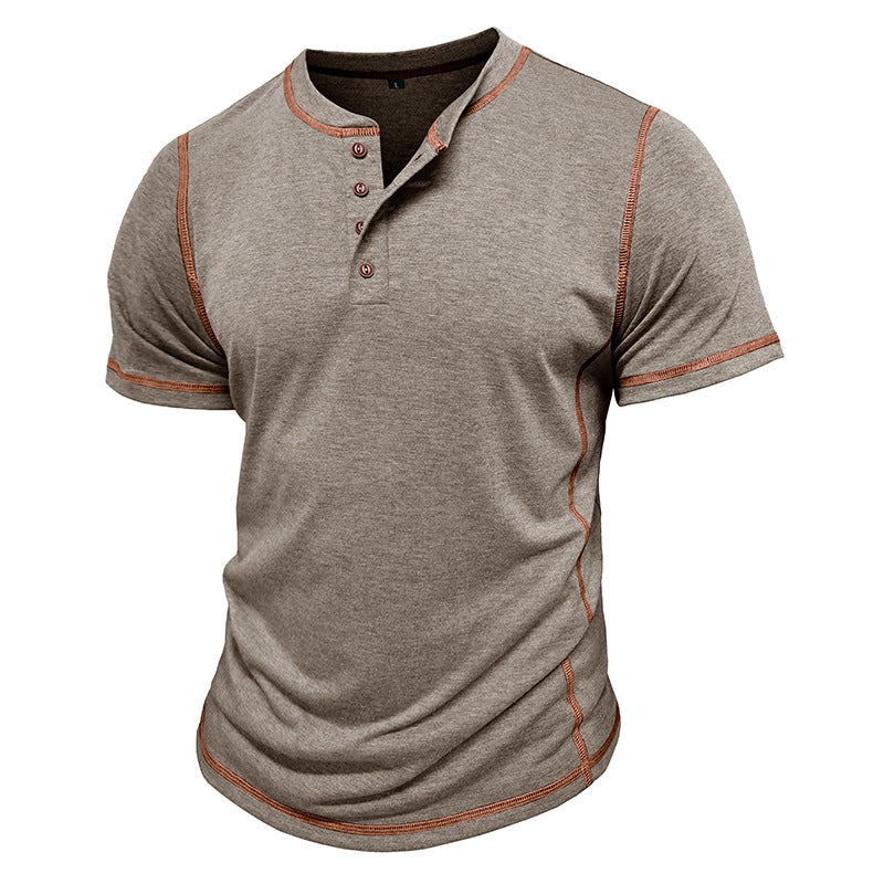 Short Sleeve Henley Shirt Men's Round Neck T-shirt - D&A