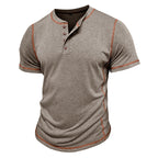 Short Sleeve Henley Shirt Men's Round Neck T-shirt - D&A