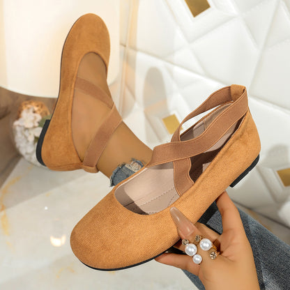 Plus Size Round Toe Flat Bottom Sports And Leisure Women's Shoes Camel - D&A