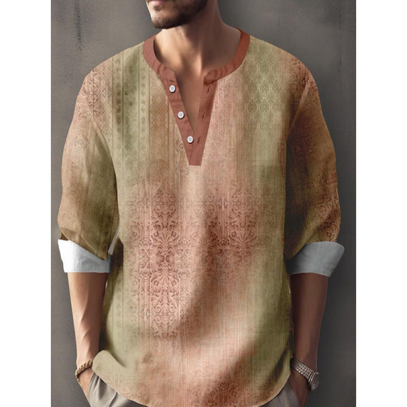 3D Digital Printing Bamboo Linen Long Sleeve European And American Men 57014S14226539 - D&A