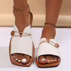 Flat Casual Retro Sandals Flip-Flops White - D&A
