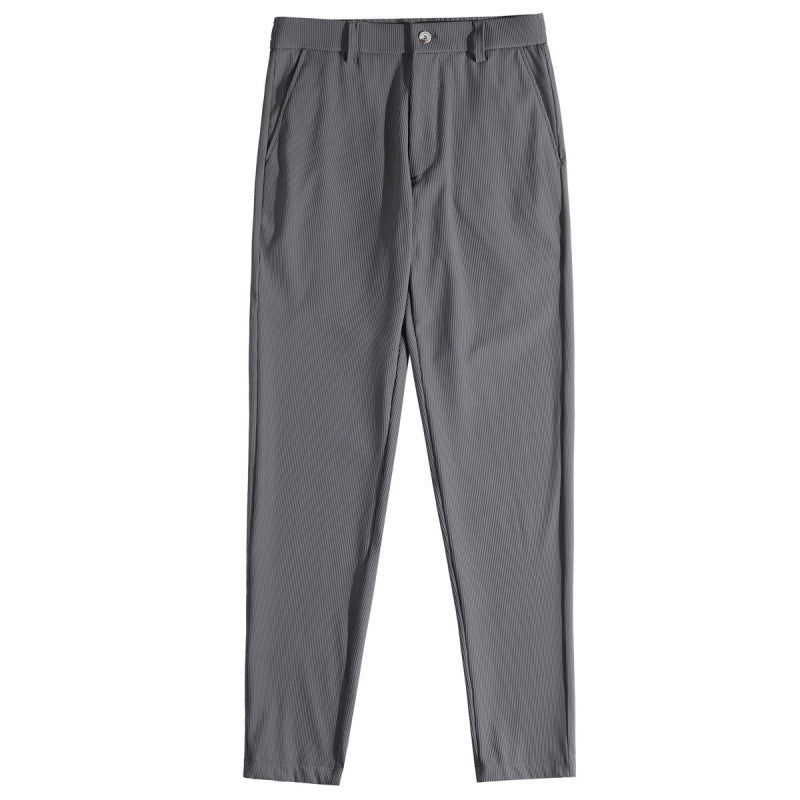 Men's Casual Straight-leg Dark Pattern Ice Silk Cropped Pants - D&A