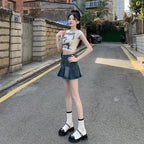 Denim Pleated For Women Summer High Waist Anti-exposure Skirt - D&A