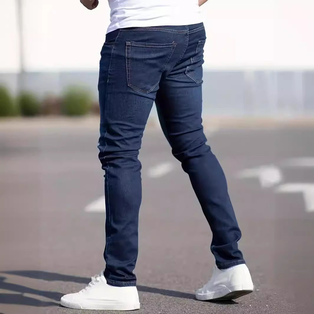 Men's European And American Fashionable Worn Slim Casual Jeans - D&A