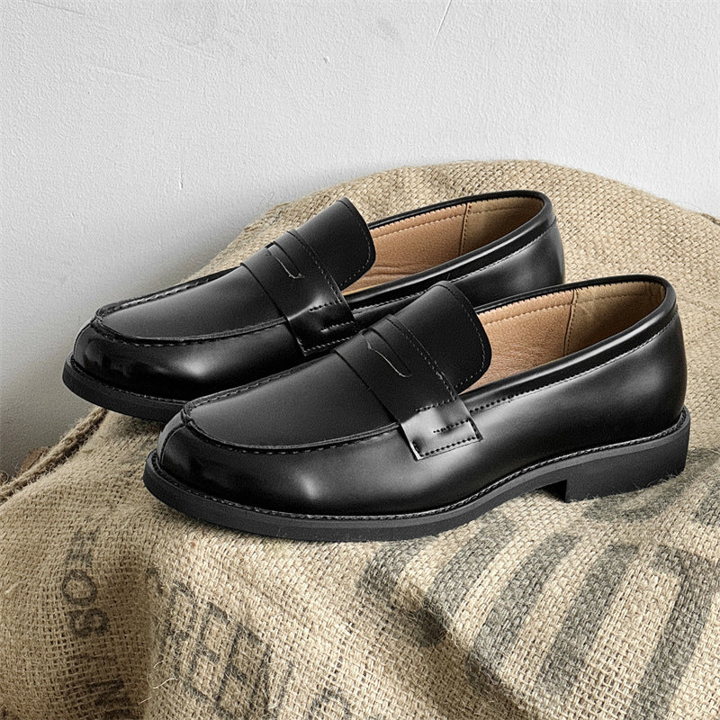 Men's Classic Slip-on Black Derby Couple Leather Shoes - D&A